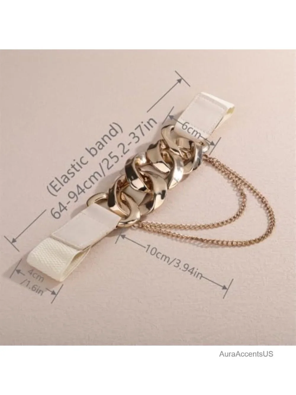 Punk Chunky Metal Elastic Waist Belt Stretch Decorative Waist Band